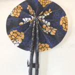 Ankara Fabric Folding Fan: African Print Hand Fan with Leather Handle