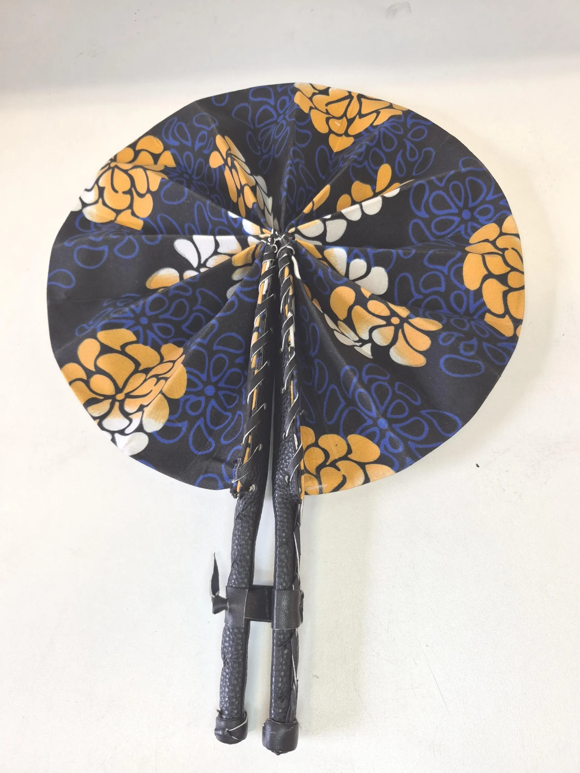 il_fullxfull.8449905864_5k93 Ankara Fabric Folding Fan: African Print Hand Fan with Leather Handle - Image 1