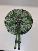 Ankara Fabric Folding Fan: African Print Hand Fan with Leather Handle