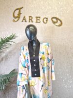 Floral Silk Boubou Dress: V Neck Kaftan Gown, UK 18 - Image 2