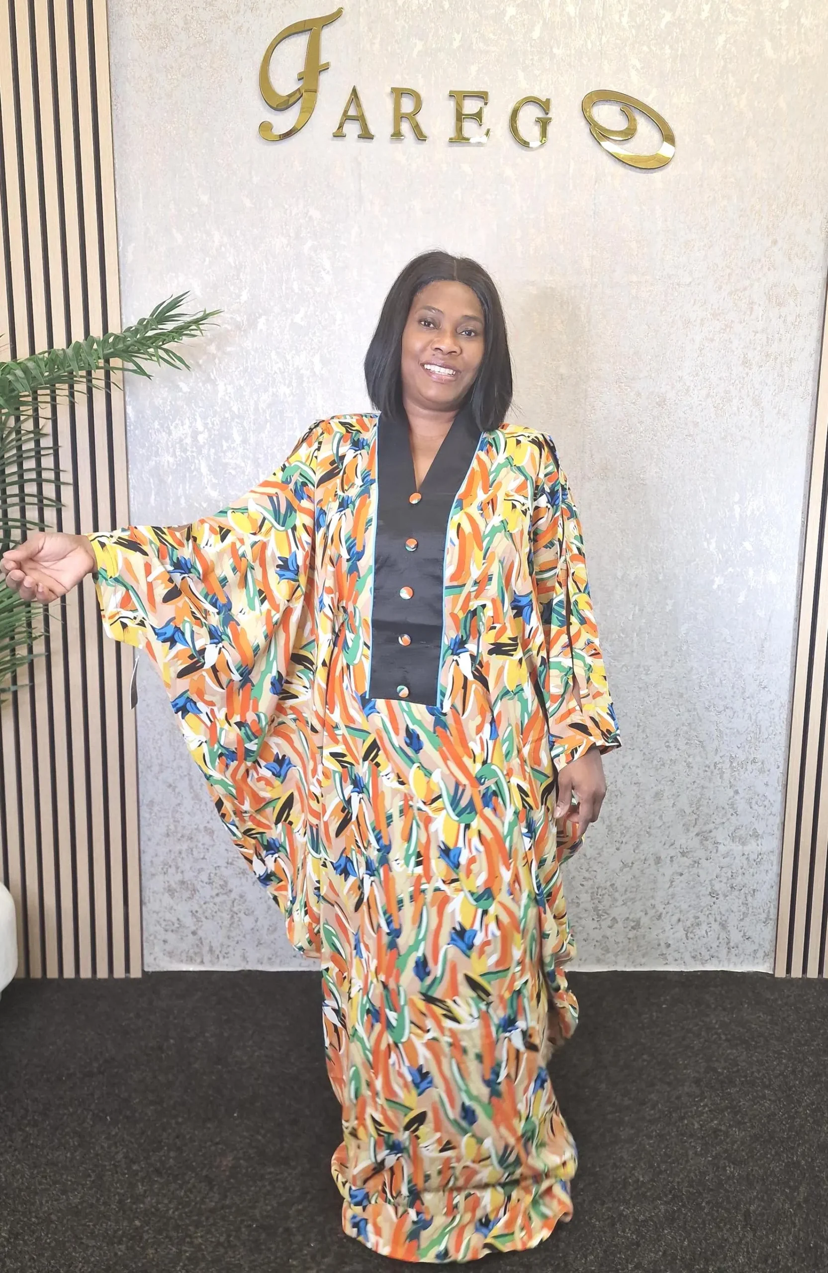 il_fullxfull.8497196891_ghjm Butterfly Print Silk Boubou Dress: V-Neck Kaftan Gown UK 20 - Image 1