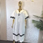 Scuba Net Midi Bubu Dress: Elegant Party Kaftan with Pockets UK 16