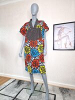 V-Neck African Print Boubou Dress: Short Kaftan UK 16 - Image 3