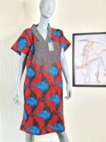 V-Neck African Print Kaftan Dress, Stoned Boubou UK 18
