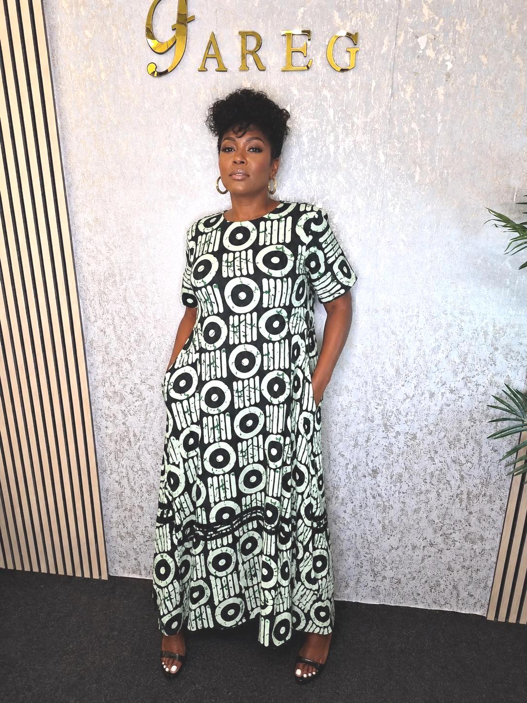 il_fullxfull.8516472261_mie4 Ankara Maxi Flare Dress UK 20 - Image 1
