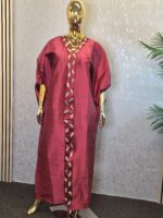 Luxury Mikado Silk Boubou Kaftan: Embellished African Gown - Image 3