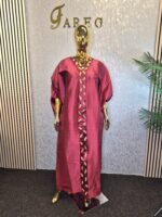 Luxury Mikado Silk Boubou Kaftan: Embellished African Gown